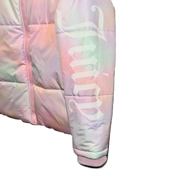 Juicy Couture Avalon Logo Sleeve Cotton Candy Puffer Jacket Pastel Tie-Dye Coat - Picture 6 of 16